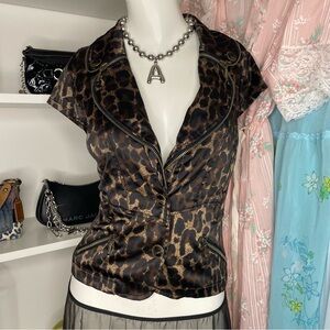 cheetah satin vest top